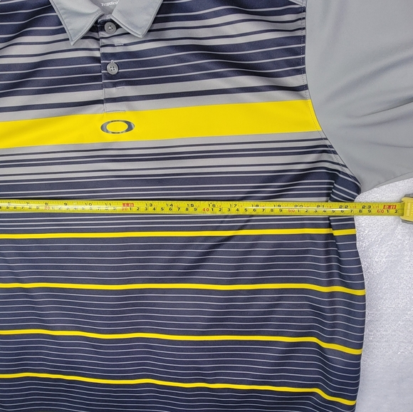 Oakley O Regular Fit Hydrolix SS Gray Yellow Pullover Golf Polo Shirt - Men XL - Picture 4 of 7